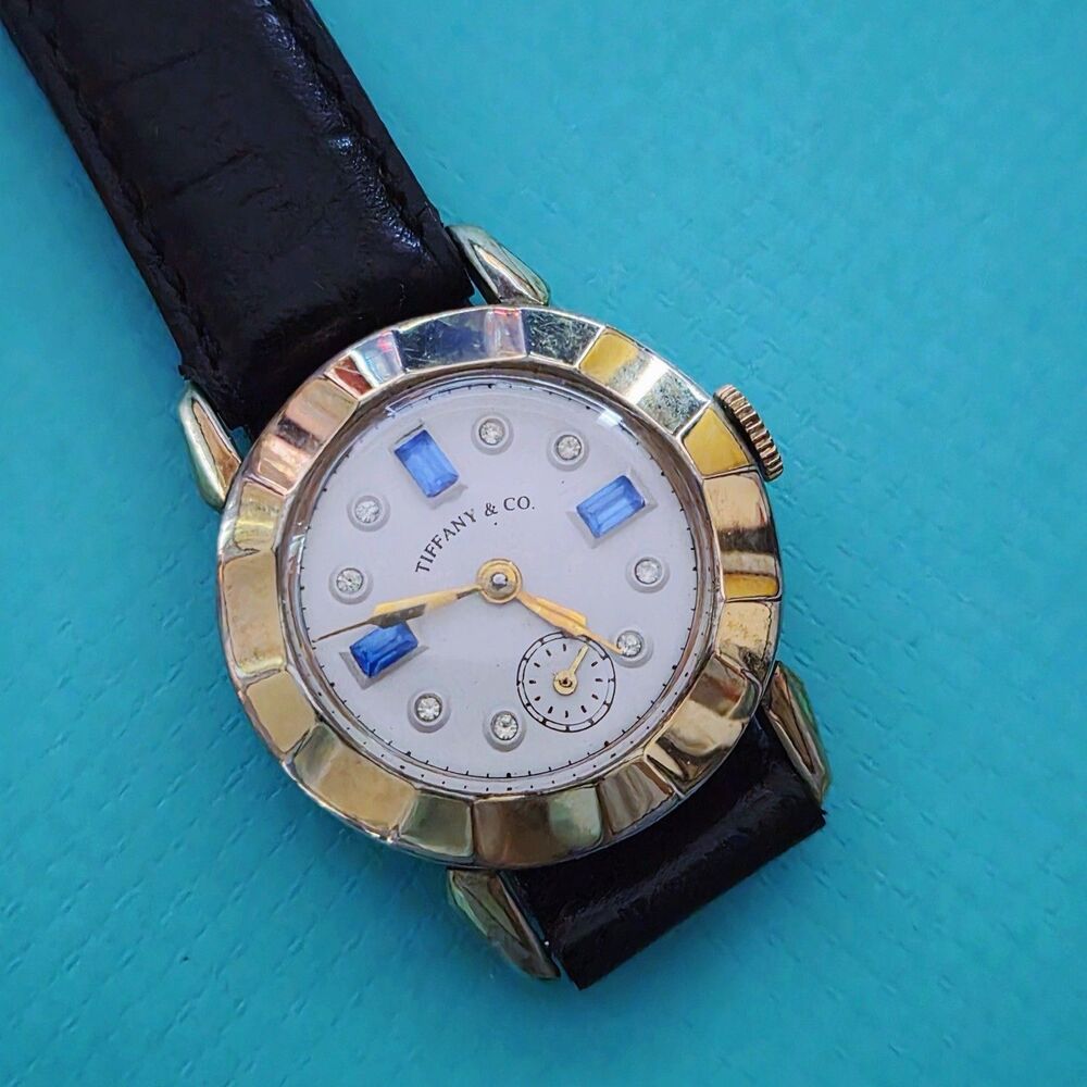 RARE Vintage Tiffany & Co. Manual Winding Watch Blue Sapphire Diamond For Parts